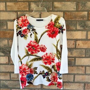 Ralph Lauren Floral Long Sleeve Top - Red and Blue